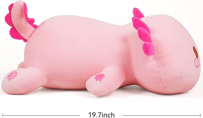 Pink Axolotl Plush Pillow Cute and Soft Axolotl Stuffed Animal Kawaii Plushie Toy Great Gift for Kids and Adult, 19.7"