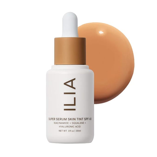 ILIA - Super Serum Skin Tint SPF 40 | Non-Comedogenic, Vegan, Lightweight to Help Against Blue Light, + Pollution while Hydrating, Smoothing, + Refining (Ramla Bay ST12.5, 1 fl oz | 30 ml)