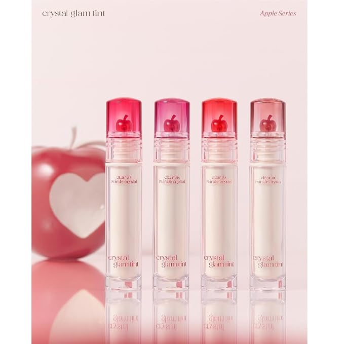 CLIO CRYSTAL GLAM TINT (020 VANILLA APPLE), Glossy Finish, Lightweight, Weightless, Buildable, Glass-Like, Smoothing, Long-Lasting, Vivid, Transparent, Shiny, Moisturizing Lip Stain, Korean Lip Tint