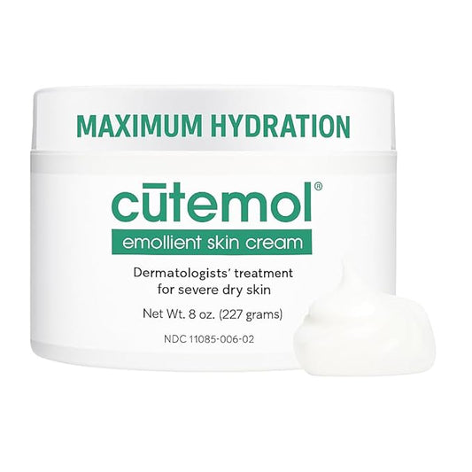 Cutemol Emollient Moisturizing Cream - Serious Moisturizer Lotion Balm for Recovering Dry, Damaged Skin - Hydration for Cracked Hands and Feet, Eczema, Psoriasis, and Raw Skin (8 oz)