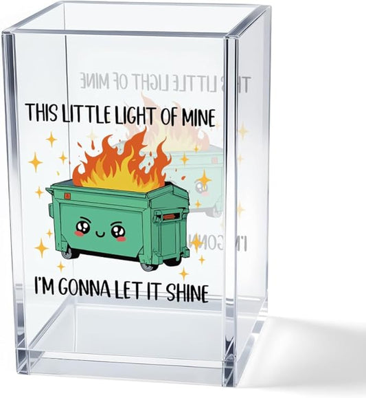 This Little Light Of Mine I'm Gonna To Let It Shine Work Pen Holder Cup, Emotional Dumpster Makeup Brush Holder, Mental Health Gifts for Colleague Boss Teacher, End Of Year Gift for Women