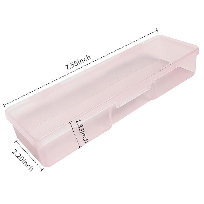 Plastic Storage Personal Box for Nail, 4PCS Nail Implement Manicure Tool Organizer Case Box for Nail Art Pedicure Supply (Pink)