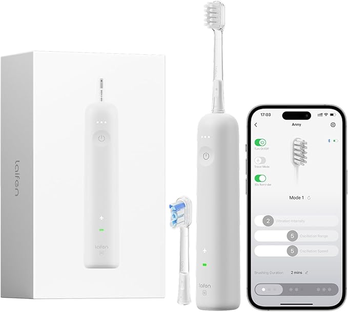 Laifen Wave Special Electric Toothbrush, New 2025 Version Oscillation & Vibration Sonic Electric Toothbrush for Adults with App, 2 Brush Heads, IP68 Waterproof Travel Powered Toothbrush (Matte Grey)