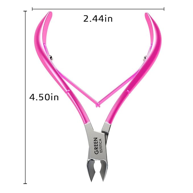 Professional Cuticle Trimmer Nail Cuticle Cutter Stainless Steel Cuticle Nippers with Sharp Blades of Cuticle Remover Clippers Manicure Tools Double Spring for Nail Care Pedicure Nail Tools (Pink)