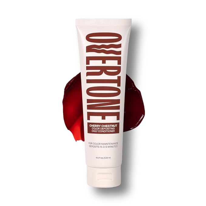Overtone Daily Color Depositing Conditioner for Dyed & Natural Hair - 4.5oz Temporary Coloring with Shea Butter & Coconut Oil - Refresh Color & Prevent Fading - Vegan & Cruelty-Free, Cherry Chestnut