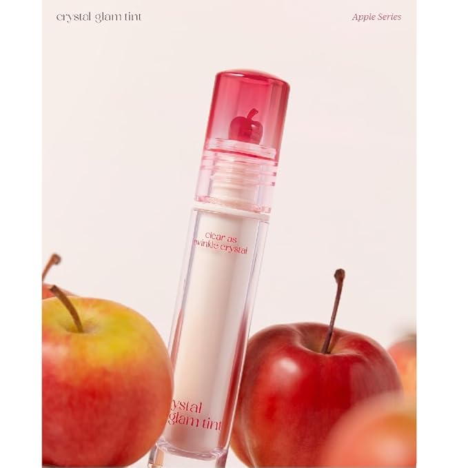 CLIO CRYSTAL GLAM TINT (020 VANILLA APPLE), Glossy Finish, Lightweight, Weightless, Buildable, Glass-Like, Smoothing, Long-Lasting, Vivid, Transparent, Shiny, Moisturizing Lip Stain, Korean Lip Tint