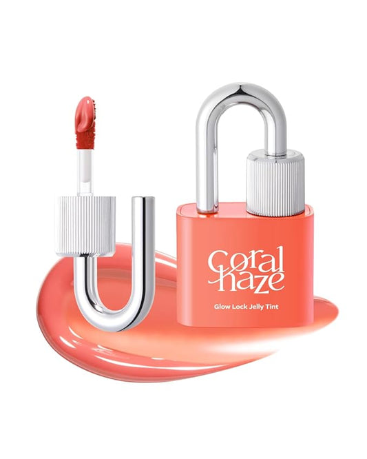 CORLAHAZE Glow Lock Jelly Tint 111 Shine 4g, Hydrating Jelly Glow Lip Stain, Glass-Like Shine Lip Gloss, Long-Lasting Color, Moisturizing Lip Enhancer, Collectible Lock-Shaped Design, Korean Makeup