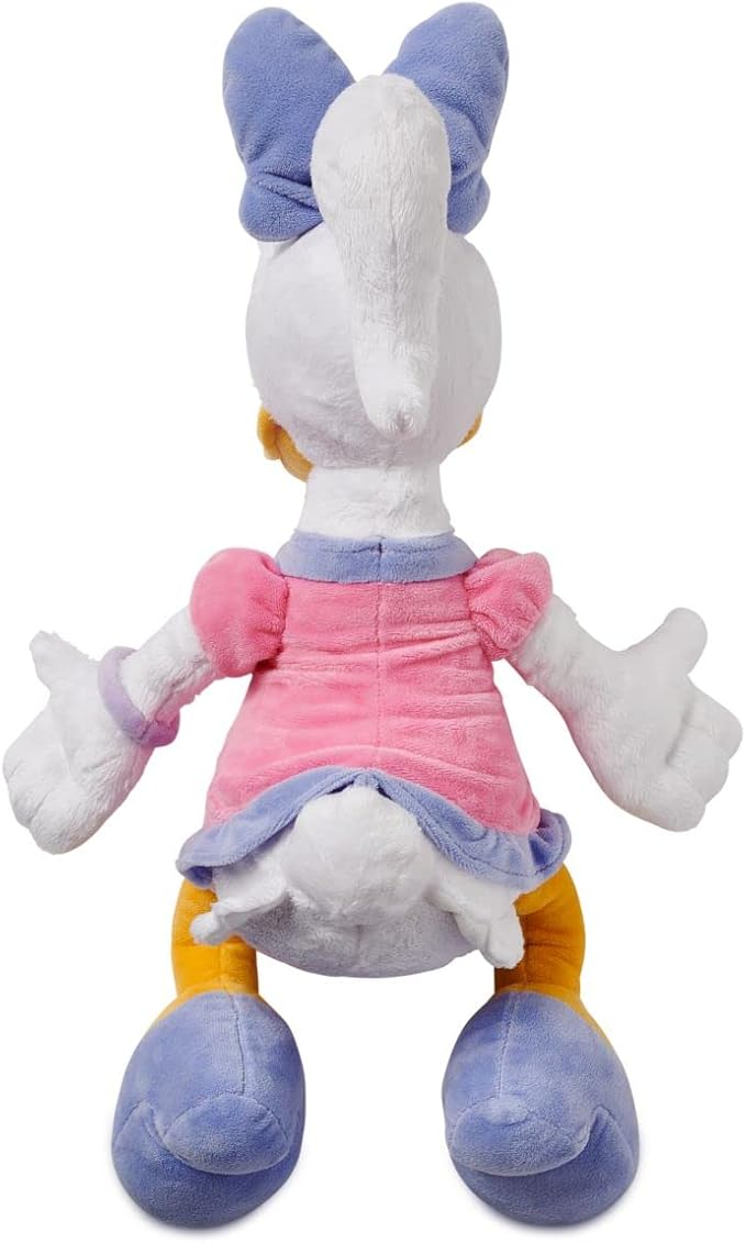 Disney Store Official Daisy Duck Medium Soft Toy for Kids, Cuddly Character with Fuzzy Texture and Embroidered Details in Pink and Purple Dress, Disney Plushy Suitable for All Ages.
