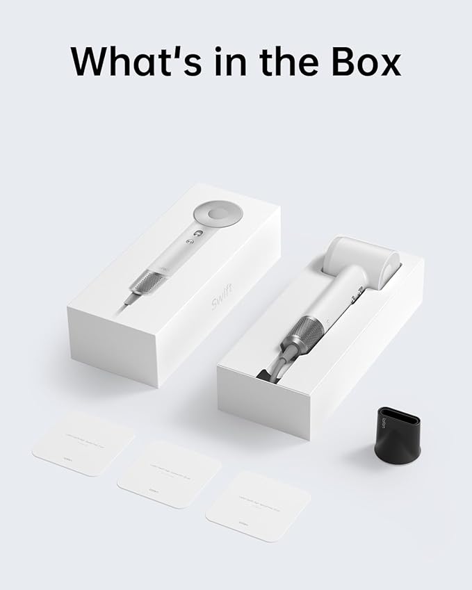 Laifen Swift Hair Dryer, High Speed 200M Ionic Blow Dryer with 110, 000 RPM Brushless Motor for Fast Drying, Low Noise, Hairdryer with Magnetic Nozzle