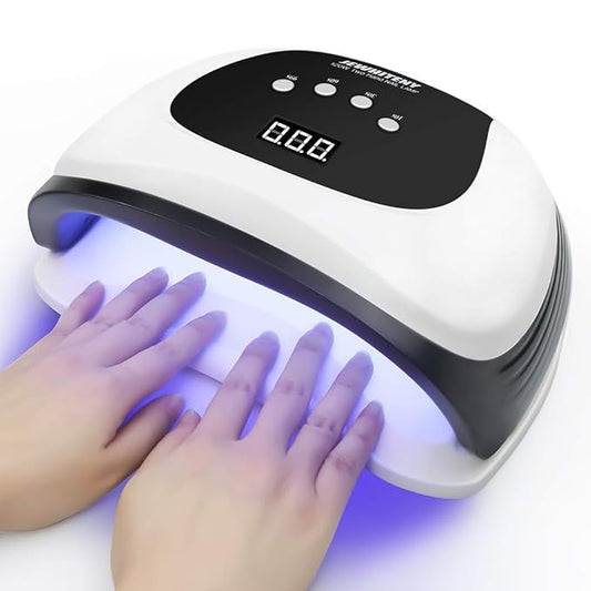 JEWHITENY 120W UV LED Nail Lamp, Nail Dryer for Gel Polish with 54 Light Beads, Upgraded Curing Lamp for Fingernail and Toenail Auto Sensor Dual Light Source Nail Machine