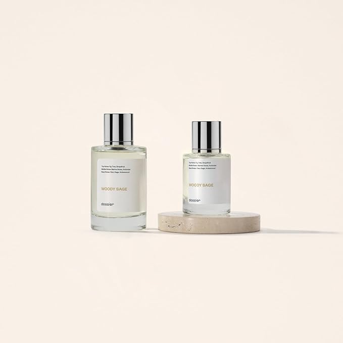 Dossier - Woody Sage - Eau de Parfum - Inspired by J.Malone's Wood Sage & Sea Salt - Perfume Luxury - Pure Infused - Paraben-Free - Vegan - For Women Men Unisex - Fragrance 3.4 Fl oz (Spray 100ml)