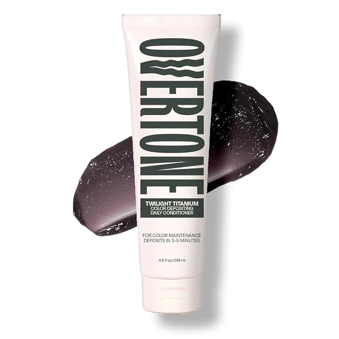 Overtone Daily Color Depositing Conditioner: 4.5oz Temporary Coloring Conditioner w/Shea Butter & Coconut Oil, Refresh Color & Prevent Fading, Vegan & Cruelty-Free, Extreme Silver is Twilight Titanium