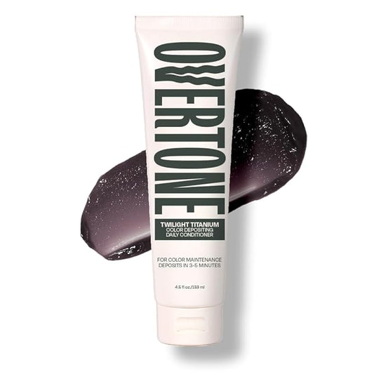 Overtone Daily Color Depositing Conditioner: 4.5oz Temporary Coloring Conditioner w/Shea Butter & Coconut Oil, Refresh Color & Prevent Fading, Vegan & Cruelty-Free, Extreme Silver is Twilight Titanium
