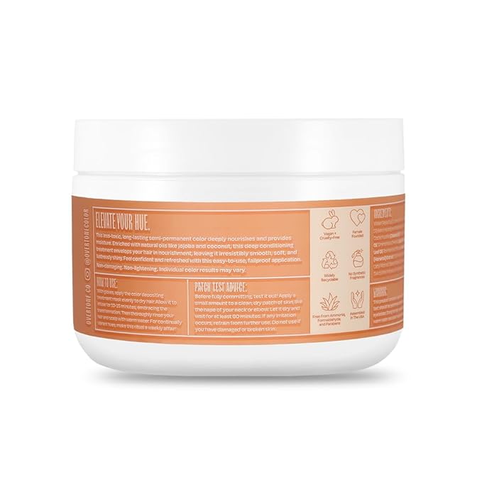 Overtone Semi Permanent Hair Color Conditioner, Strawberry Blonde, 8 oz, Nourishing, Damage-Free, Color Depositing Mask for All Hair Types with Shea Butter & Coconut Oil, Vegan & Cruelty-Free