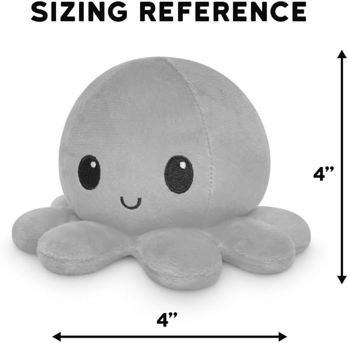 TeeTurtle - The Original Reversible Octopus Plushie - Purple + Blue - Cute Sensory Fidget Stuffed Animals That Show Your Mood, Angry Blue + Happy Purple, 4 inch