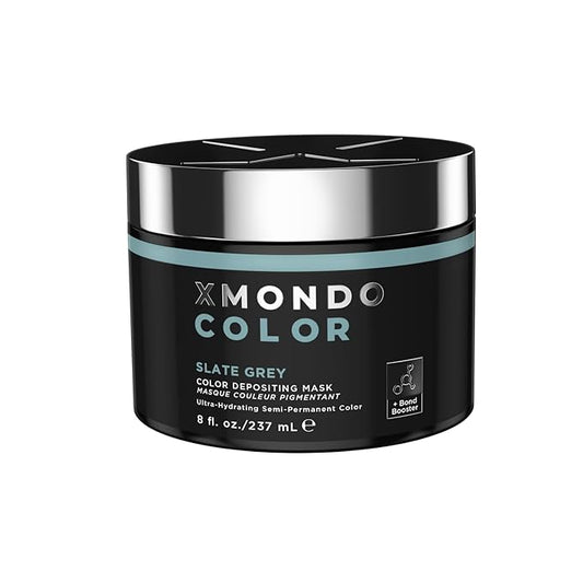 XMONDO Color Slate Grey Depositing Mask – Semi-Permanent Grey Dye with Bond Booster & Hyaluronic Acid, 8 oz