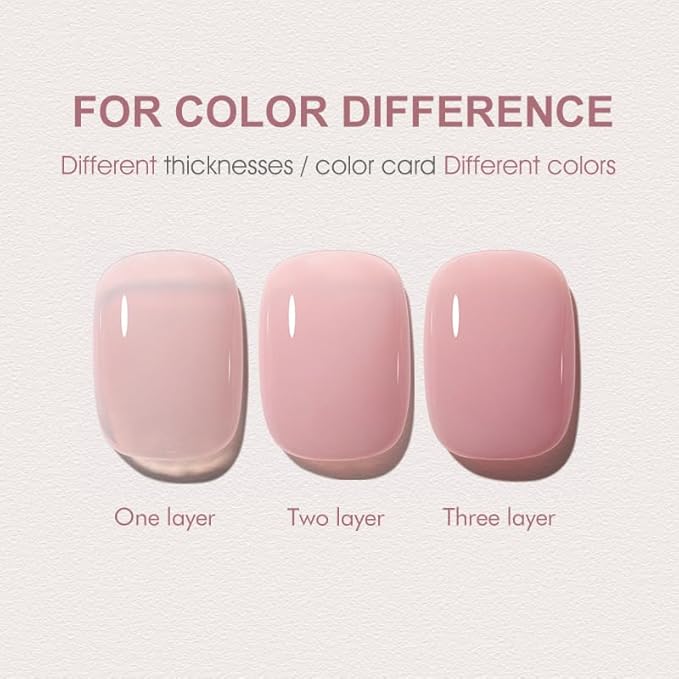 VENALISA Rubber Base Gel Nail Polish Set of 6 Colors Clear Jelly Nude Pink Rubber Base Coat Kit Transparent Soak Off UV Gel Salon Nail Art DIY at Home Manicure