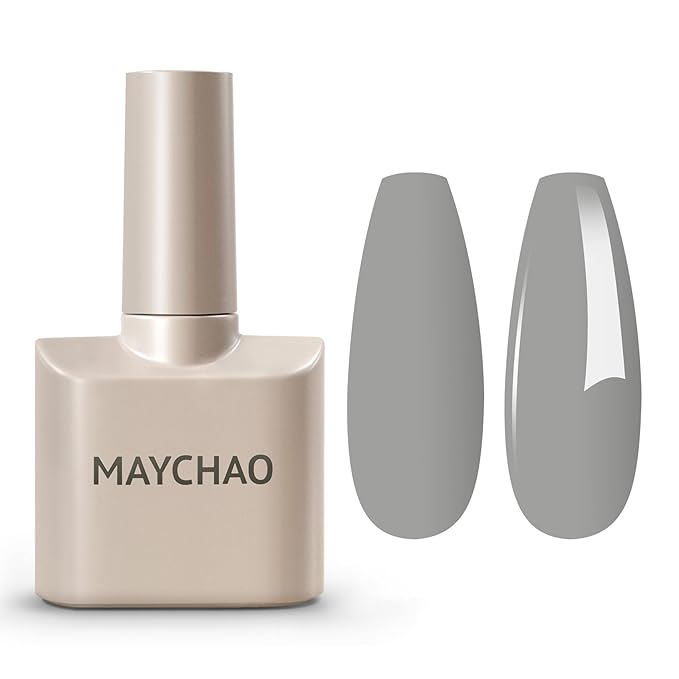 MAYCHAO 15ML Grey Gel Nail Polish 1Pc Silver Grey Gel Polish Soak Off UV LED Nail Polish Nail Art Starter Manicure Salon DIY at Home, 0.5 OZ