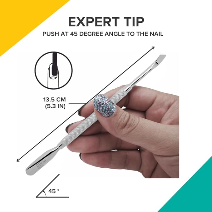 Rui Smiths Pro Cuticle Pusher with 2 Ends - Stainless Steel Manicure Tool - Style 111