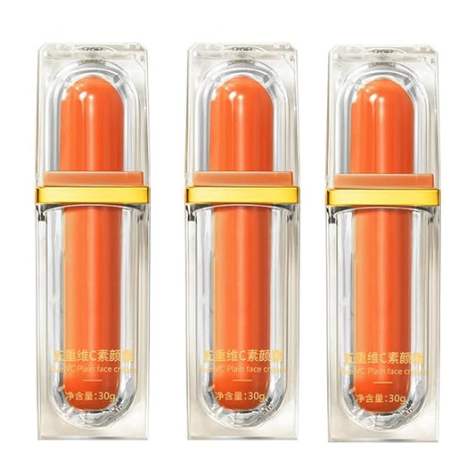 Vitamin C Makeup Tone up Cream, Five Vitamin C Natural Makeup Cream, Moisturizing Brightening Concealer, Deep Hydration, Conceal Pores, Lightweight Long Lasting, For All Skin Type (3PCS)