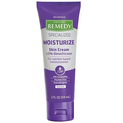 Medline Remedy Specialized Skin Cream (2 oz Tube), Scented, 1.5% Dimethicone, Nourishing Moisturizer for Dry Skin, Sulfate-Free, Paraben-Free, Hypoallergenic Body Cream, Daily Lotion for Dry Skin