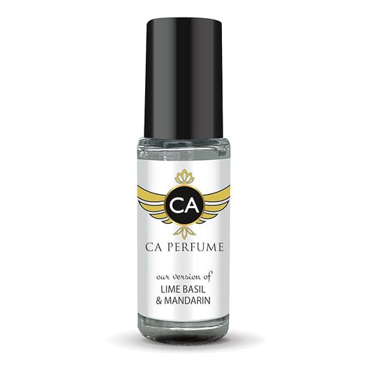 CA Perfume Impression of Lime Basil & Mandarin Unisex Perfume Oil Citrus Aromatic Long Lasting Fragrance for Women and Men Travel Size Mini Perfume Sample TSA Ready Body Oil Roll-on 0.14 Fl Oz 4ml
