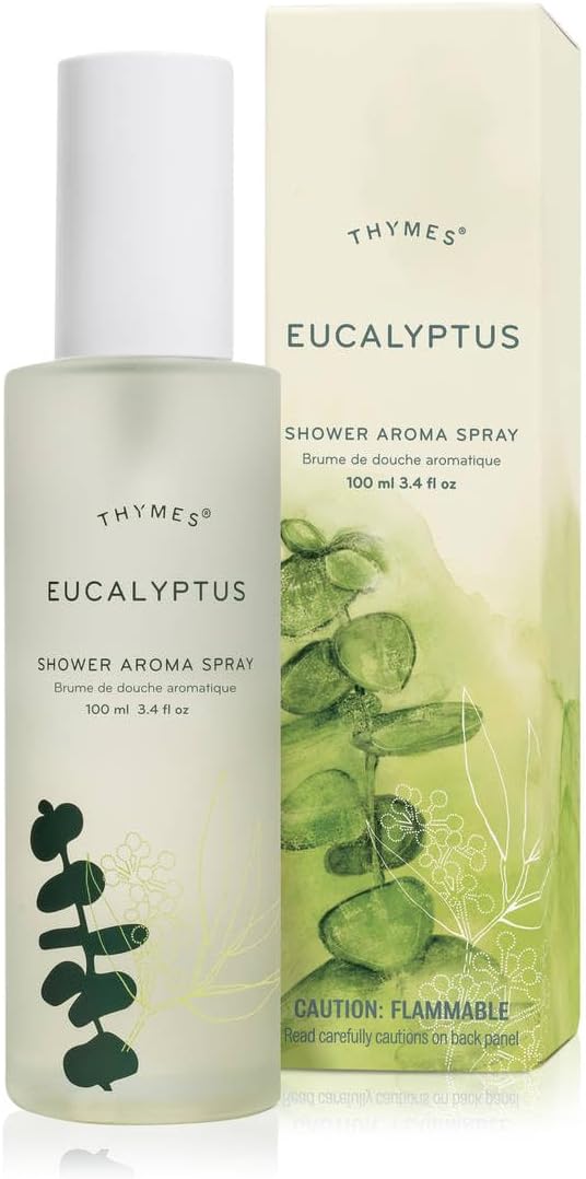 Thymes Daily Shower Spray for a Spa Like Experience - Home Essentials - Mist Scented with Eucalyptus Oil, Italian Lemon, Bergamot & Lemongrass (Eucalyptus Shower Spray, 3.4 fl oz)