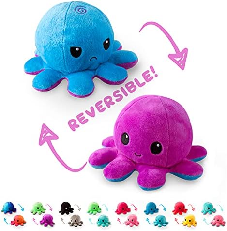 TeeTurtle - The Original Reversible Octopus Plushie - Sunset + Mermaid - Cute Sensory Fidget Stuffed Animals That Show Your Mood