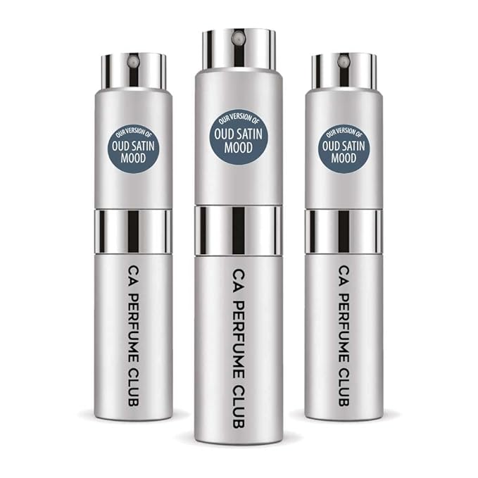 CA Perfume Impression of Oud Satin Mood for Men Amber Woody Scent Long Lasting Cologne for Men Eau De Parfum Travel Size Refillable Atomizer Spray 0.27 Fl Oz 8ml