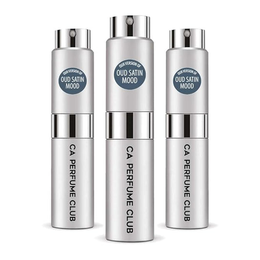 CA Perfume Impression of Oud Satin Mood for Men Amber Woody Scent Long Lasting Cologne for Men Eau De Parfum Travel Size Refillable Atomizer Spray 0.27 Fl Oz 8ml