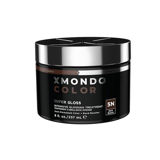 XMONDO Color 5N Dark Brown Color Depositing Mask & Glossing Treatment Infused with Bond Boosters for Nourishment, Revitalize & Repair, Vegan Formula, 8 Fl Oz