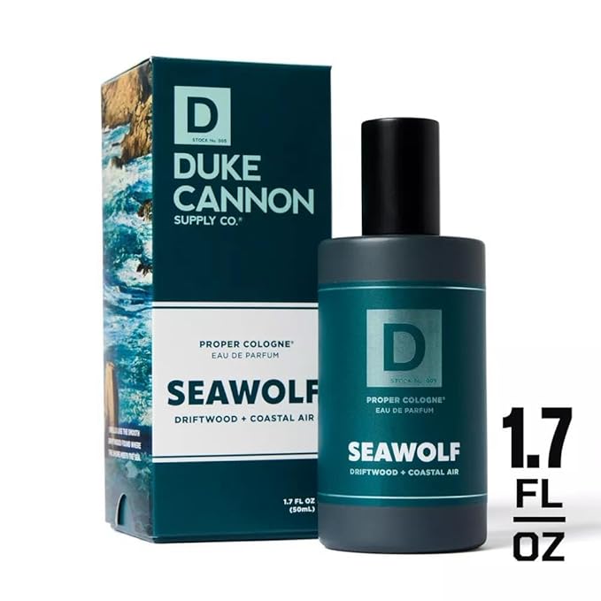 Duke Cannon Proper Cologne Seawolf | Men's Eau de Parfum | Driftwood and Coastal Air | Subtle, Fresh Long-Lasting Scent | 1.7 fl oz