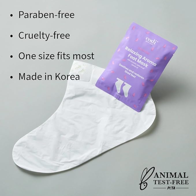 Relaxing Aroma Foot Mask 6 Pairs | Soothes & Restores Tired, Dry Feet | Hydrating Foot Treatment for Cracked Heels & Rough Skin | Home Spa Pedicure Socks | Made In Korea (Lavender)