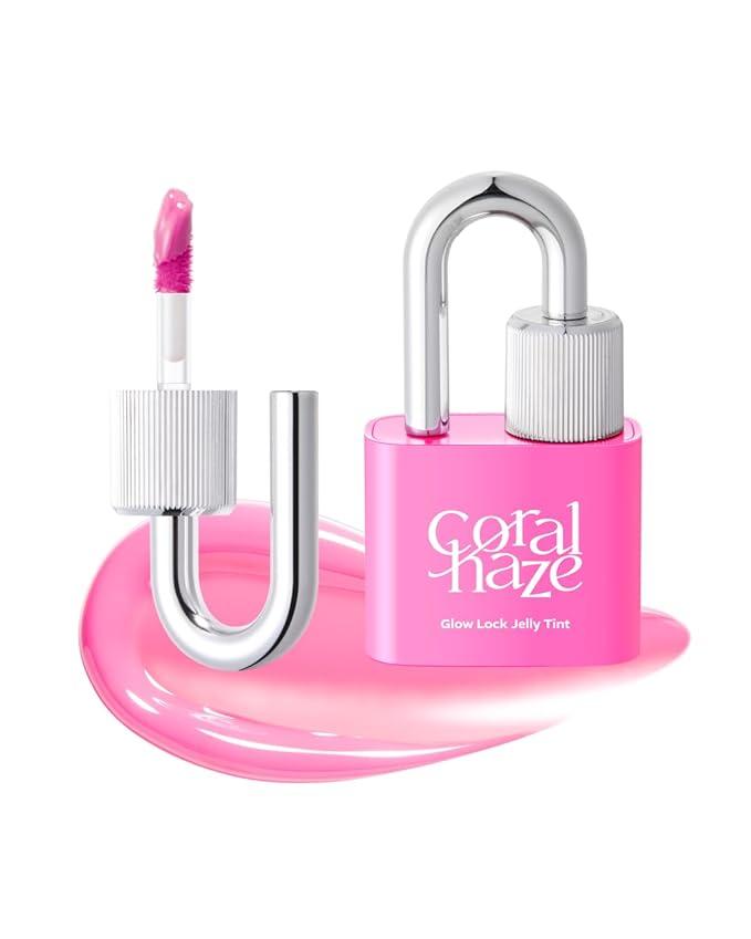 CORLAHAZE Glow Lock Jelly Tint 106 Chewy 4g, Hydrating Jelly Glow Lip Stain, Glass-Like Shine Lip Gloss, Long-Lasting Color, Moisturizing Lip Enhancer, Collectible Lock-Shaped Design, Korean Makeup