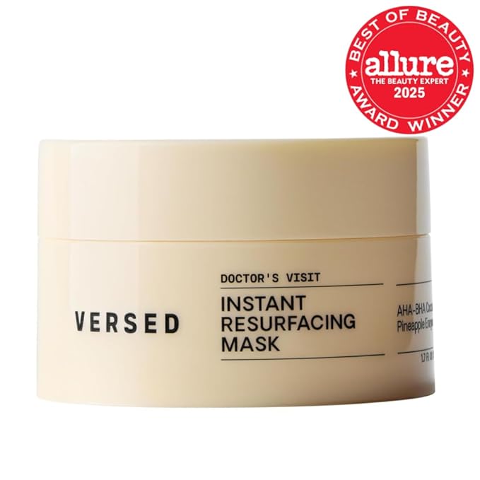 Versed Doctor's Visit Skin Resurfacing Face Mask - Glycolic Acid + Lactic Acid Face Exfoliant for Dark Spots & Skin Texture - AHA BHA Enzyme Mask to Brighten, Smooth Rejuvenate (1.7 fl oz / 50 ml)