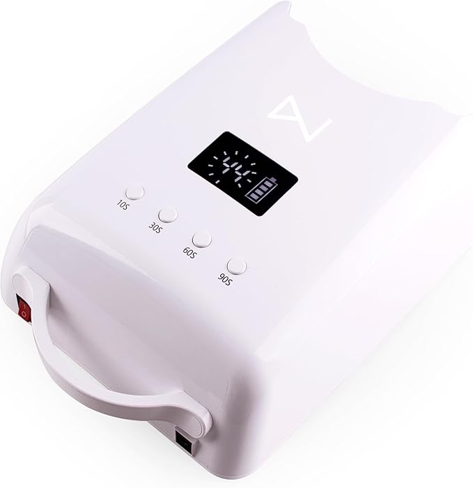M - NEO Cordless & Rechargeable Nail Curing Lamp 78W with 4 LCD Time Display Timer, Auto Sensor, and Spacious Interior for All Hand Sizes and Nail Lengths (White)