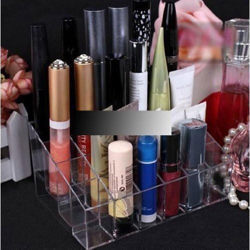 Transparent Cosmetic Makeup Organizer Clear 24 Lattices Lipsticks Cosmetic Lotion Makeup Organizer Storage Display Holder Stand