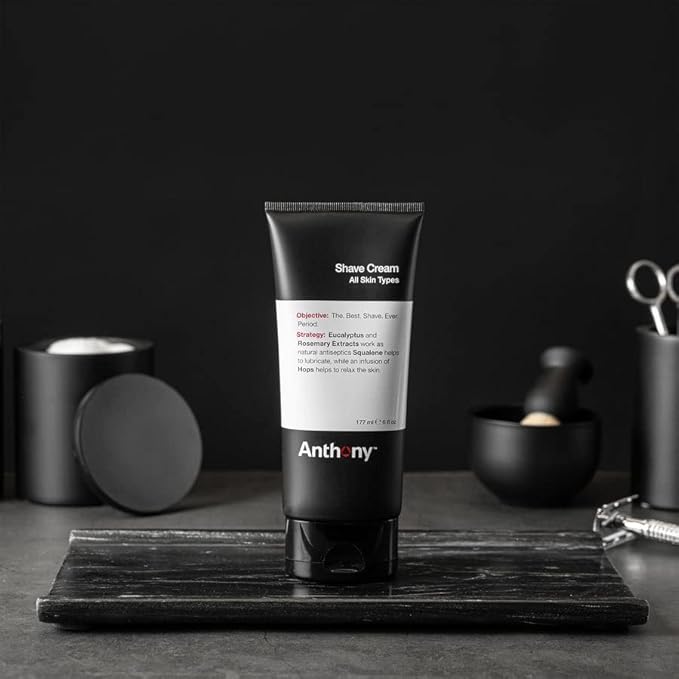 Anthony Shaving Cream Mens Sensitive Skin: Squalane, Eucalyptus, Spearmint and Rosemary Extracts, Help Soothe, Refresh, Cool, and Condition Your Skin for Shave 6 Fl Oz 3 Pack