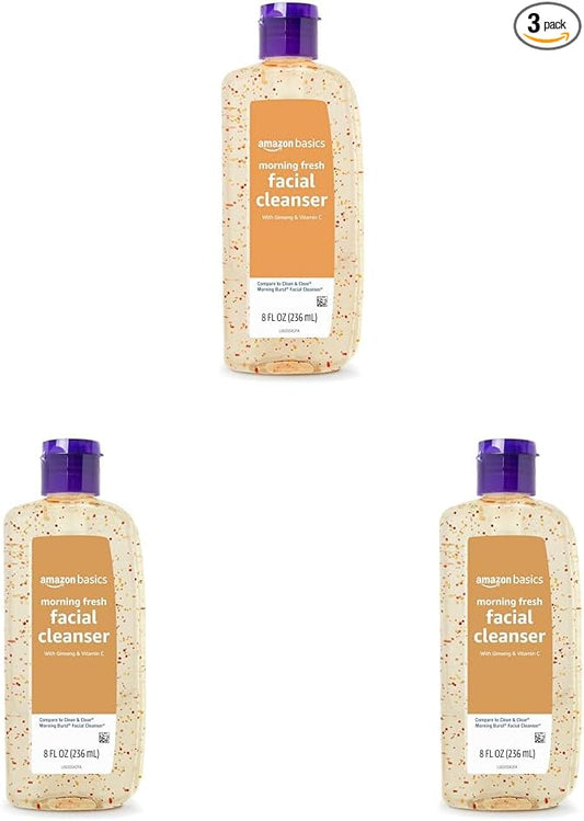 Amazon Basics Morning Fresh Facial Cleanser with Ginseng and Vitamin C, 8 fl oz (Pack of 3)