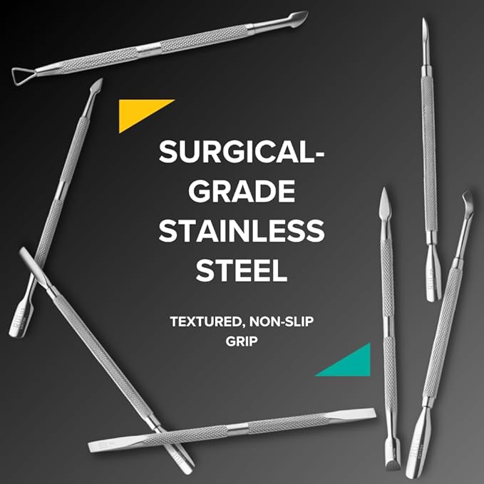 Rui Smiths Pro Cuticle Pusher with 2 Ends - Stainless Steel Manicure Tool - Style 101