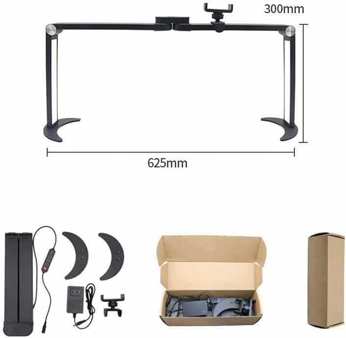 Foldable LED Nail Tech Lamp for Desk, Arc Half Moon Light with Phone Holder, 3 Color Temperature, Manicure Table Beauty Tattoo, Eyelash Extension