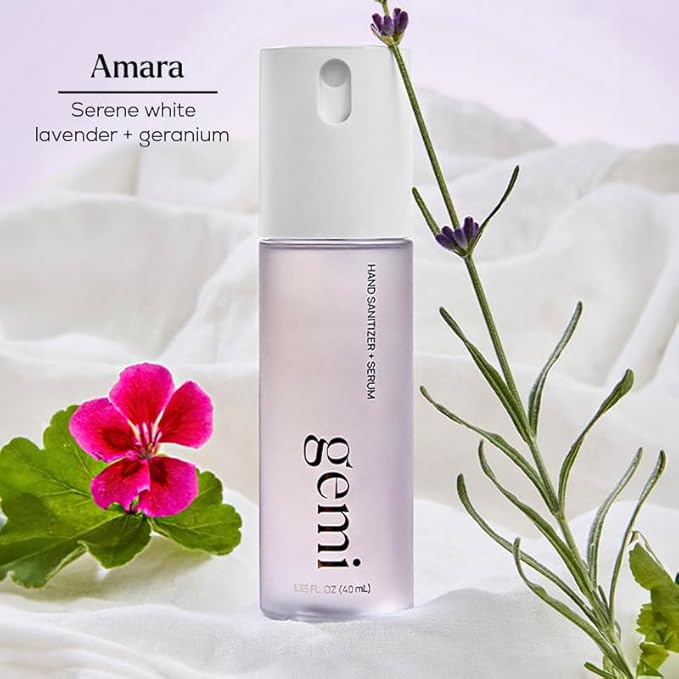 Hand Sanitizer + Serum™ | Amara | Hydrating K-Beauty Formula with Centella, Vitamin B5 & Green Tea | Kills 99.9% of Germs | Fresh Aromatic Scent with Lavender, Geranium & White Musk | 650 Sprays