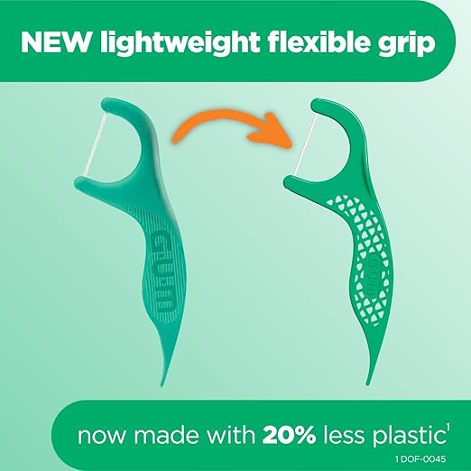 GUM Professional Clean Floss Picks - Extra Strong Shred-Resistant Floss, Easy Grip Handle - Dental Flossers for Adults - Fresh Mint Flavor, 150 Count (Pack of 4)