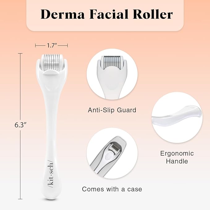 Kitsch Derma Roller – Skin Care Tool & Face Roller for Boosting Absorption of Serums & Oils - Beard Derma Roller for Men - Easy-to-Use Beauty Roller for Skin, Beard & Hair Growth
