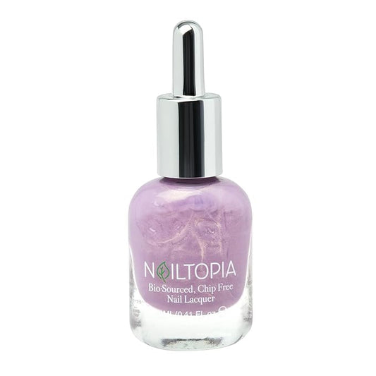 Nailtopia - Plant-Based Chip Free Nail Lacquer - Non Toxic, Bio-Sourced, Long-Lasting, Strengthening Polish - Set The Pace (Light Purple With Gold Reflects) - 0.41oz