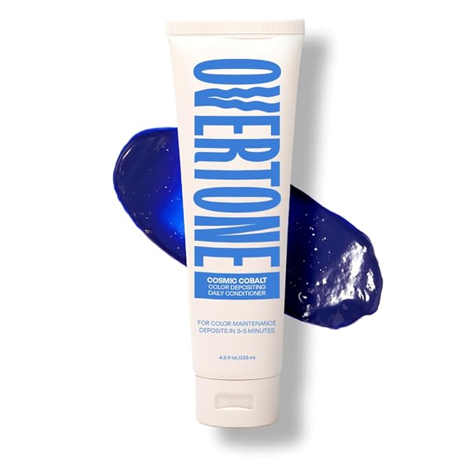 Overtone Daily Color Depositing Conditioner - 4.5oz Temporary Coloring Conditioner with Shea Butter & Coconut Oil - Refresh Color & Prevent Fading - Vegan & Cruelty-Free, Extreme Blue is Cosmic Cobalt