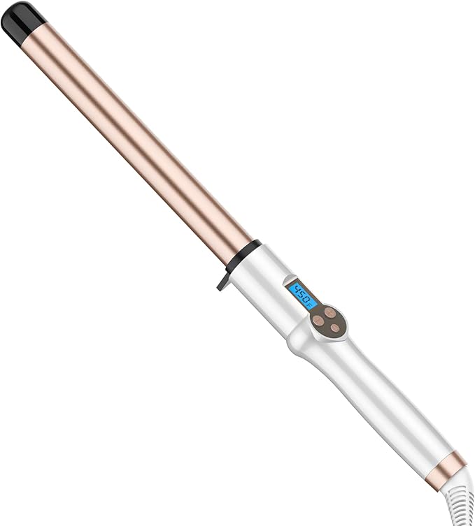 1 Inch Extra Long Barrel Curling Wand, Ceramic Tourmaline Curling Wand Professional Dual Voltage with Adjustable Temperature