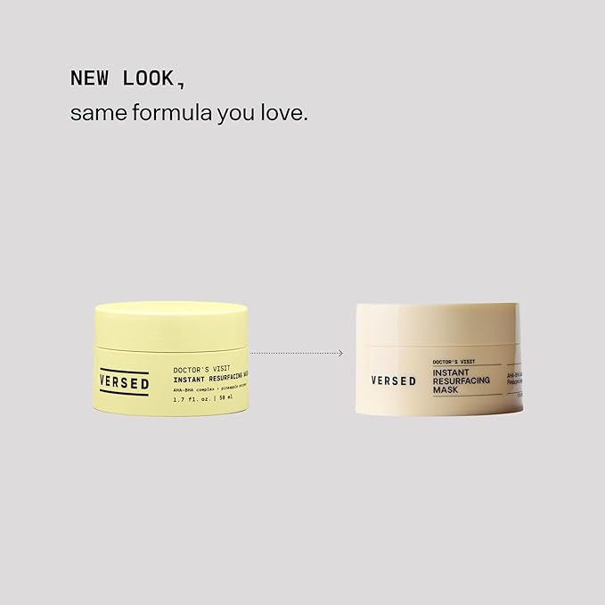 Versed Doctor's Visit Skin Resurfacing Face Mask - Glycolic Acid + Lactic Acid Face Exfoliant for Dark Spots & Skin Texture - AHA BHA Enzyme Mask to Brighten, Smooth Rejuvenate (1.7 fl oz / 50 ml)