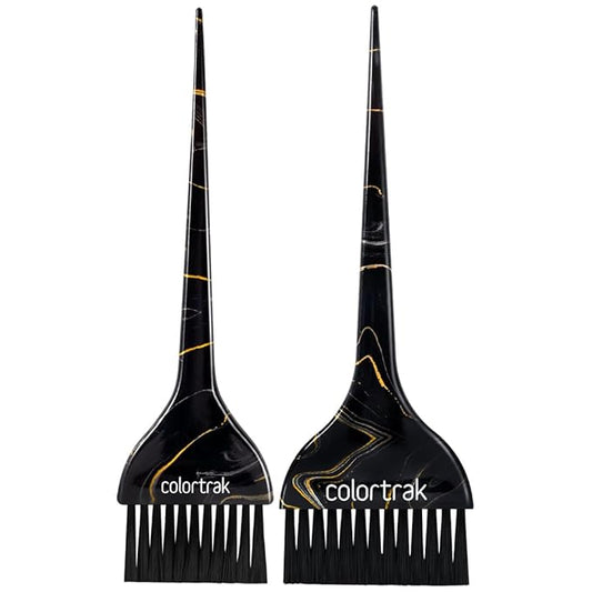 Colortrak Lux 2 Piece Hair Brush Set for Highlighting and Coloring Hair Sections, Includes 1 2.5 Inch Wide Celestial Glow Soft Bristles and 3 Inch Wide Meteor Shower Stiff Bristle Brush