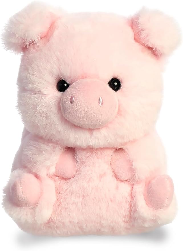Aurora® Playful Rolly Pet™ Prankster Pig™ Stuffed Animal - Compact Size for On-The-Go Fun - for Adults, Kids, Birthdays, and Anniversaries - Pink 5 Inches